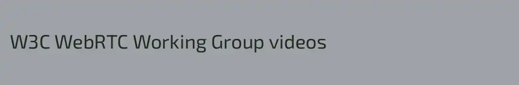 W3C WebRTC Working Group videos